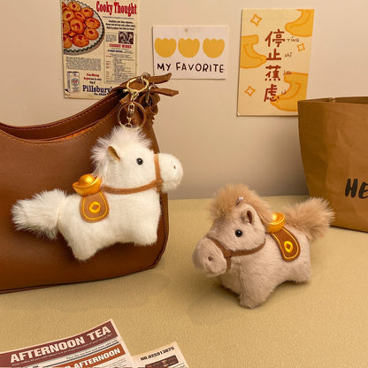 Cute Plush Pony Keychain Soft Stuffed Horse Keychain Bag Charm Car Pendant Toy