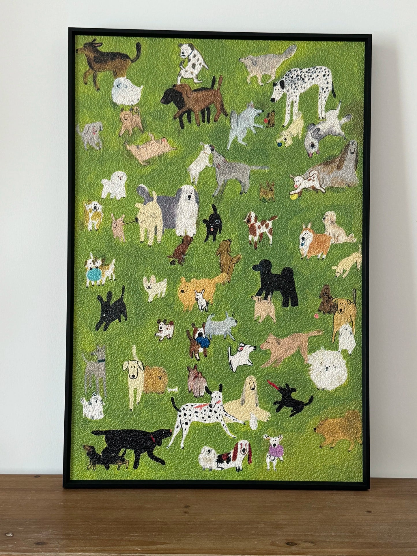 Healing Watercolor Dog and Cat Wall Art Cute Pet Illustration Painting 40x60 cm