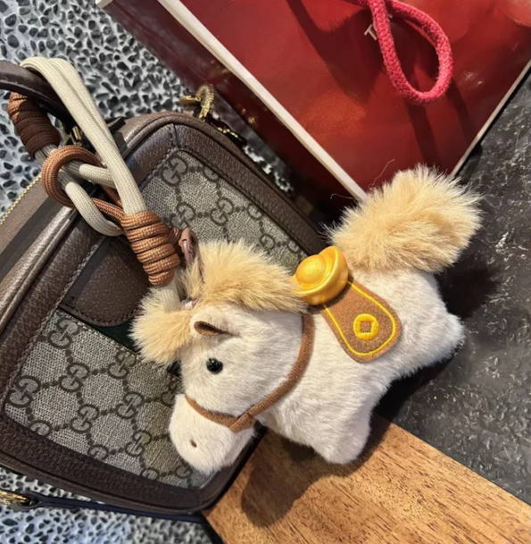 Cute Plush Pony Keychain Soft Stuffed Horse Keychain Bag Charm Car Pendant Toy