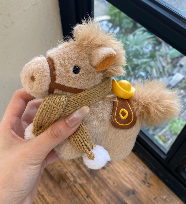 Cute Plush Pony Keychain Soft Stuffed Horse Keychain Bag Charm Car Pendant Toy