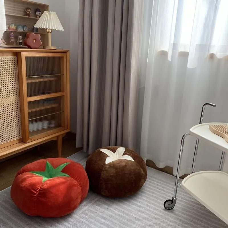 Creative Mushroom Tomato Plush Pillow Soft Sofa Cushion for Home Decor