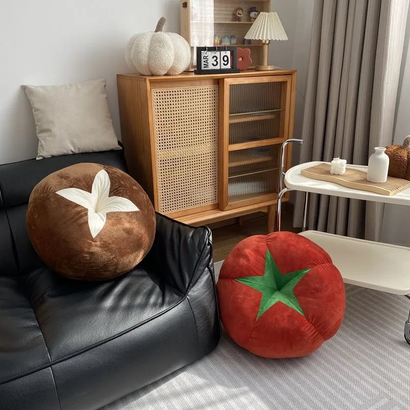 Creative Mushroom Tomato Plush Pillow Soft Sofa Cushion for Home Decor